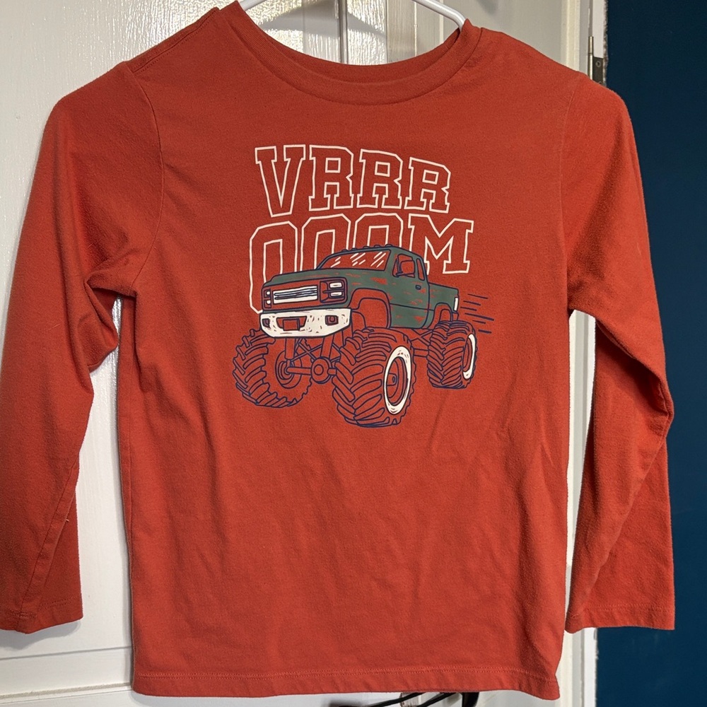 Kids Long Sleeve VRRROOOM Monster Truck Tee - Rust